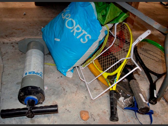 HAND PUMP, TENNIS RACQUETS, etc