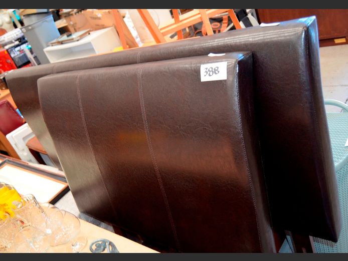 LOT OF 2 LEATHER TOUCH HEADBOARDS: DOUBLE & SINGLE