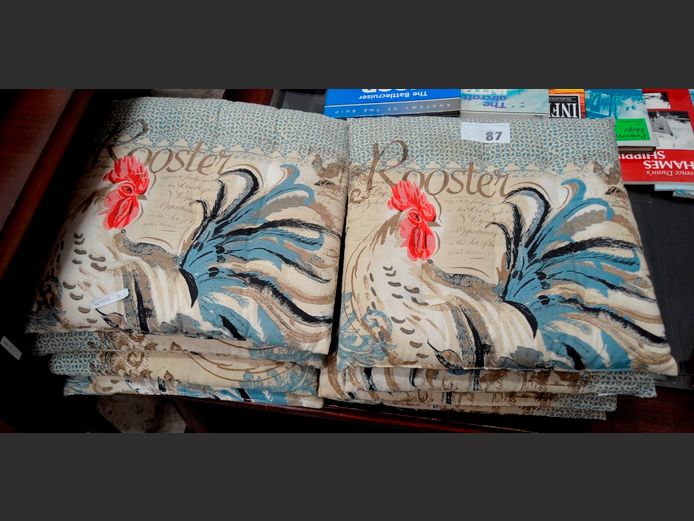SET OF 8 ROOSTER DECORATED SCATTER CUSHIONS