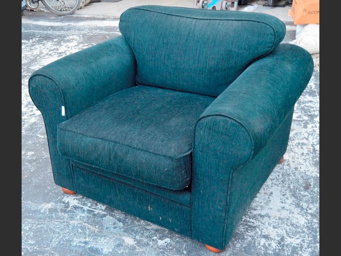 DARK BLUE UPHOLSTERED ARMCHAIR