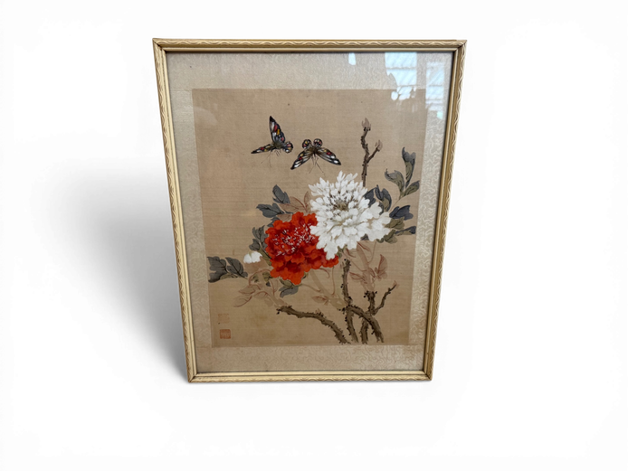 Framed Oriental Floral & Butterfly Artwork (Silk/Print) – Ken Sorrell Framing, Port Elizabeth