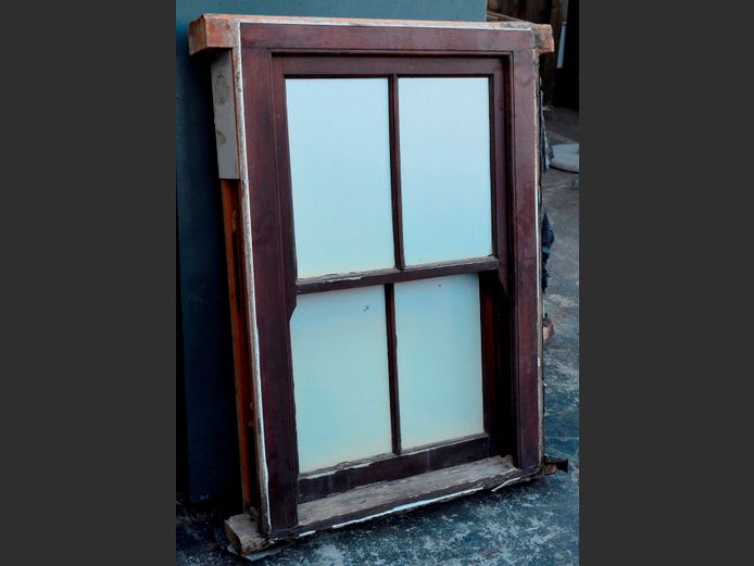 TEAK SASH WINDOW, 120 x 90cm