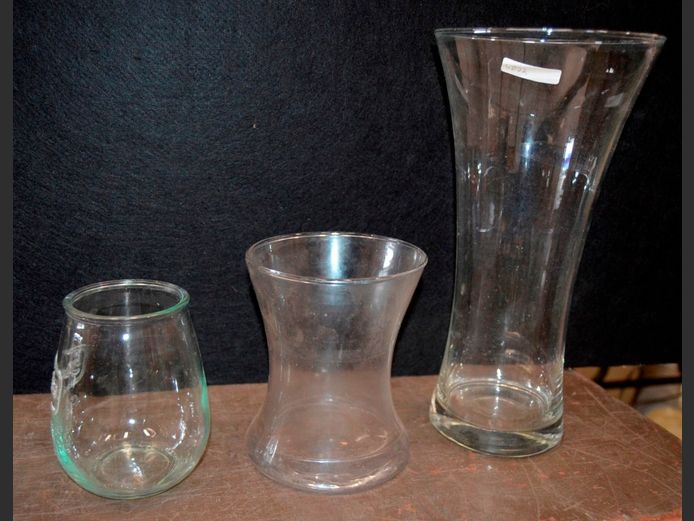 LOT OF 3: GLASS VASES