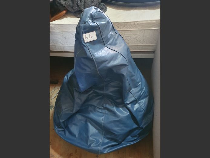 BLUE LEATHER BEANBAG