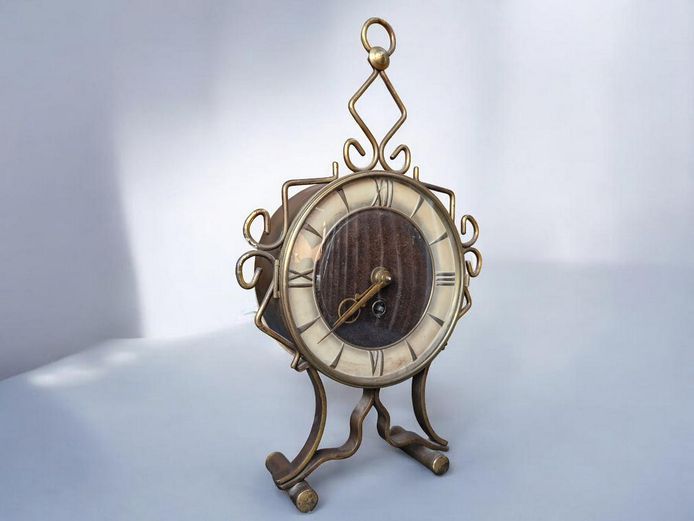 Vintage Brass Table Clock with Roman Numerals