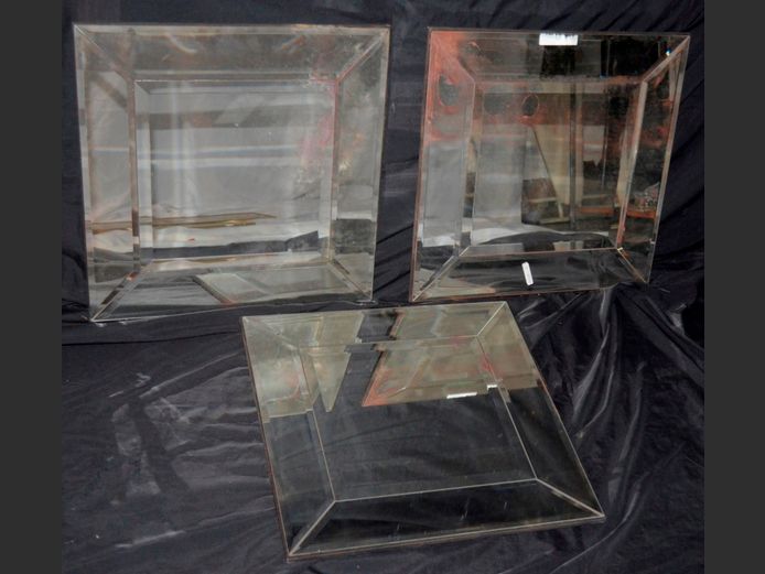 SET OF 3 BEVELLED WALL MIRRORS, 50 x 50cm