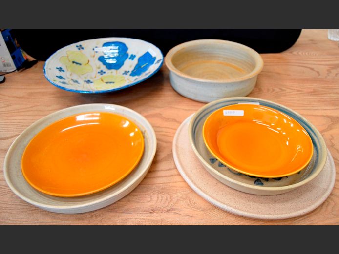 POTTERY FRUIT BOWL, SERVING DISHES, etc