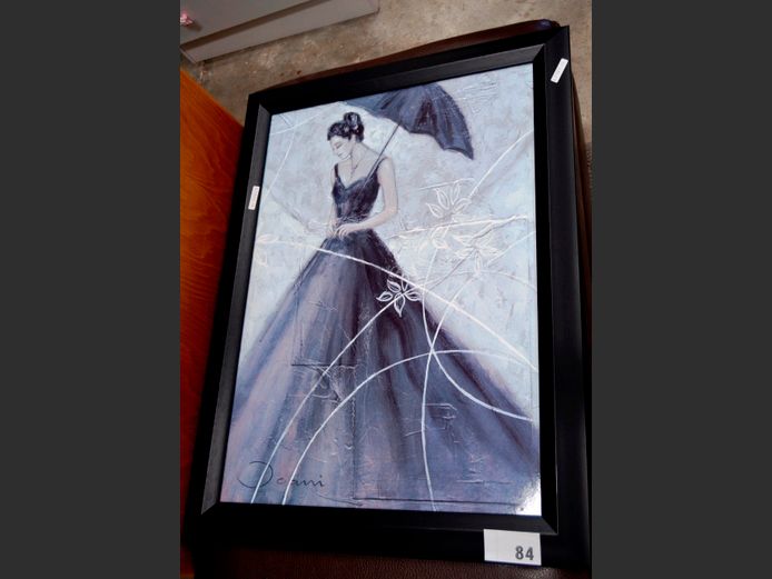 FRAMED PRINT OF A LADY, 68.5 x 48.5cm