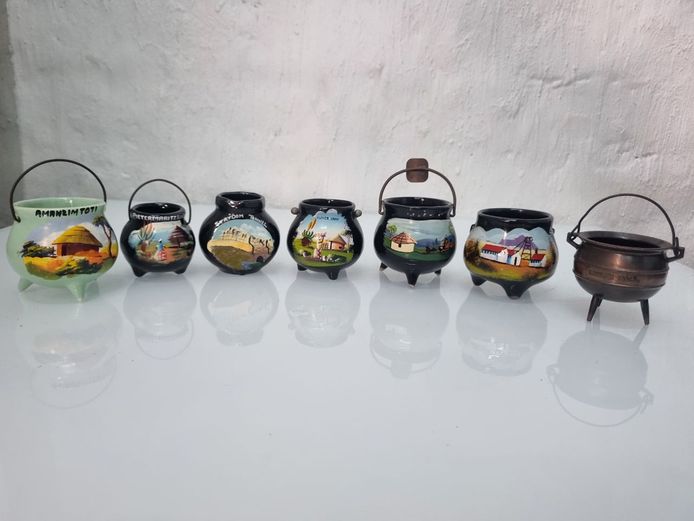 Collection of 7 Vintage Miniature Souvenir Potjies & Cauldrons