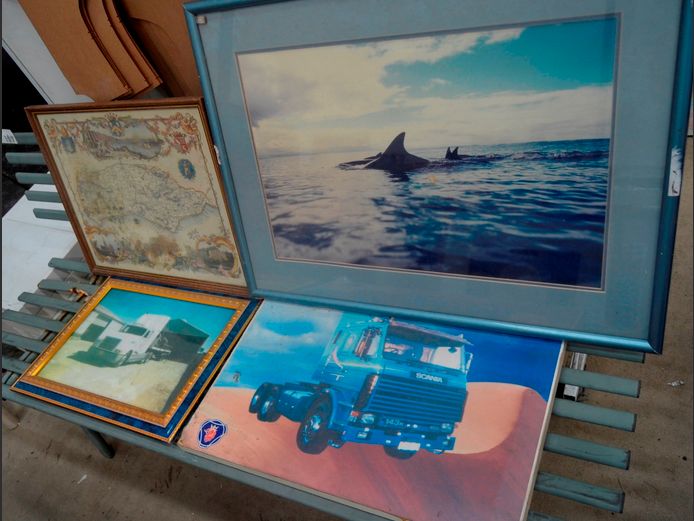 FRAMED PHOTOGRAPHIC PRINT "DOLPHINS", FRAMED MAP, etc