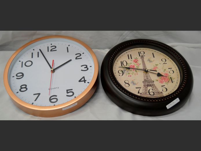 EIFFEL TOWER WALL CLOCK & ANOTHER, 30cm Diameter