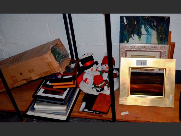 GILT FRAMED ABSTRACT, GILT FRAMED PORTRAIT, PHOTO FRAMES, CHRISTMAS TREE, CHRISTMAS DECORATIONS, etc [49,93]