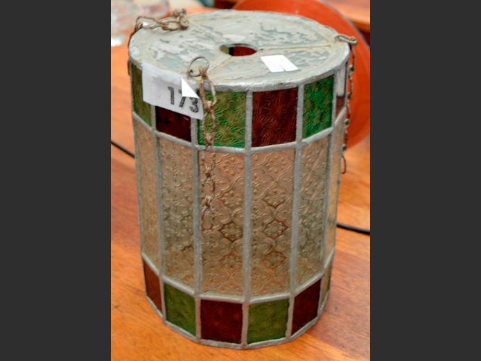 VINTAGE LEAD GLASS PENDANT CEILING LIGHT, 20.5 Diameter x 25.5cm High