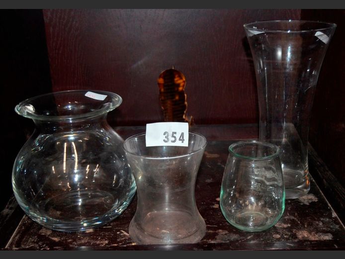LOT OF 4: GLASS VASES