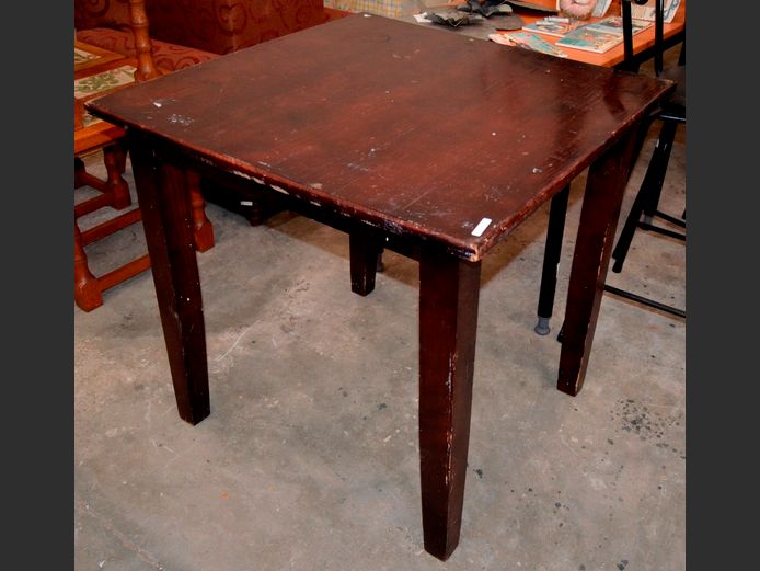 STAINED PINE 4-SEATER DINING TABLE, 79 x 79 x 78cm [Needs re-staining]
