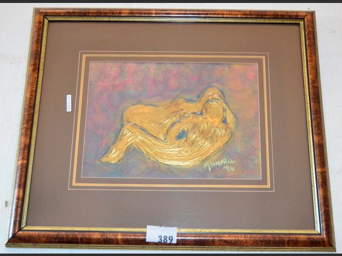FRAMED ABSTRACT "COUPLE" SIGNED MARETHA, 44 x 31cm
