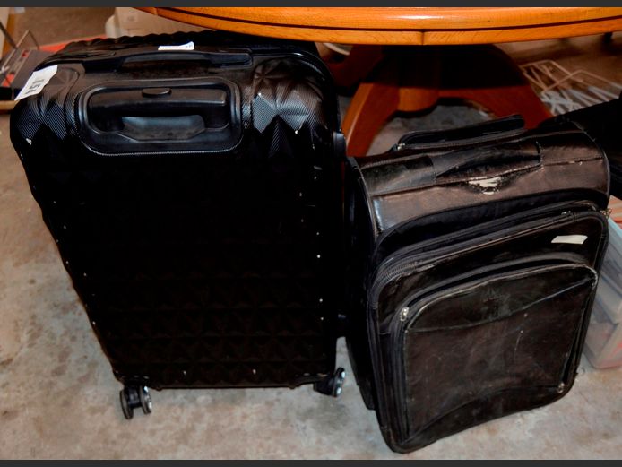 LOT: 2 x WHEELIE SUITCASES [Wheel to 1 suitcase needed, both worn]