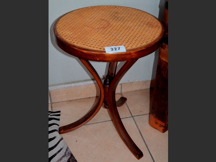 BENTWOOD & RATTAN TOP CIRCULAR SIDE TABLE, 46cm Diameter x 59cm High