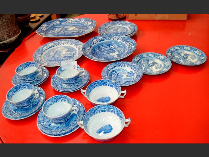 COLLECTION OF 22 PIECES COPELAND SPODE ITALIAN CROCKERY & A WEDGWOOD PLATTER [Chips to some]