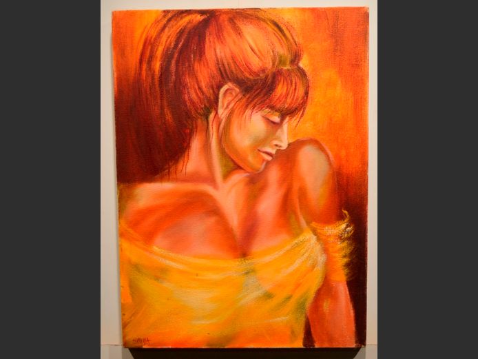 UNFRAMED OIL ON CANVAS TITLED "VANESSA THE FLIRT" BY SHEILA NOTT 2010, 40 x 54cm