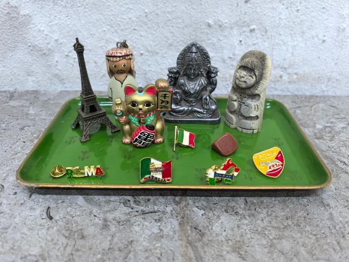 Assorted World Travel Souvenirs with Italian Souvenir Pins