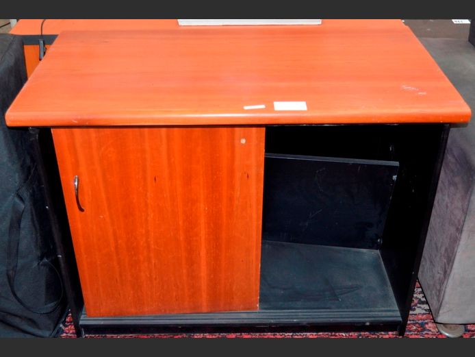 CHERRY FOIL & BLACK SLIDING DOOR CREDENZA, 101 x 53 x 76cm [1 door needed]