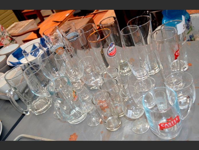 ASSORTED DRINKING GLASSES, WINE, BEER, COOLDRINK, etc