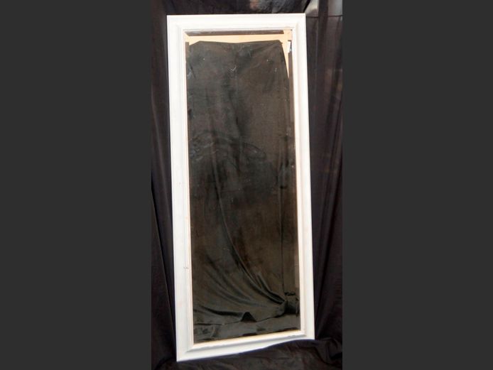 WHITE FRAMED & BEVELLED MIRROR, 138 x 58cm