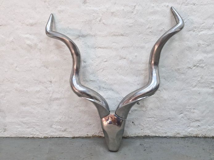 Modernist Polished Cast Aluminum Kudu Wall Sculpture