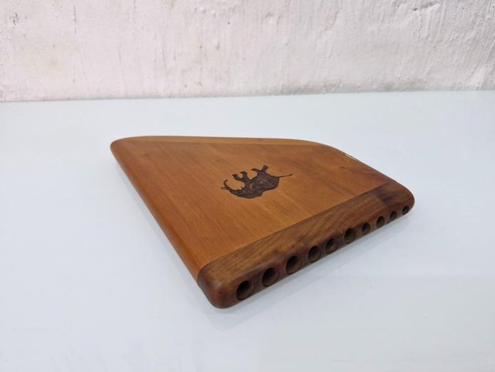 Hand-Carved Wooden Pan Flute - African Elephant Motif (8-Hole)