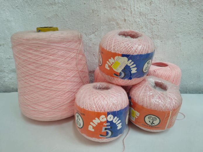 Crochet Yarn and Cone Lot - Pink Pingouin No. 5