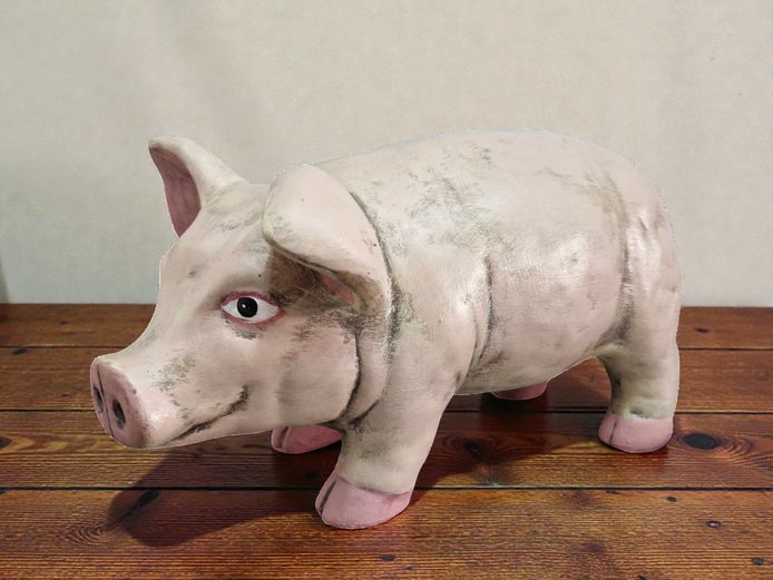 Vintage-Style Oversized Fiberglass Piggy Bank