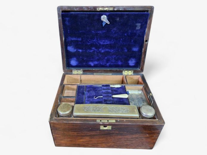 Victorian Travelling Grooming Walnut Box