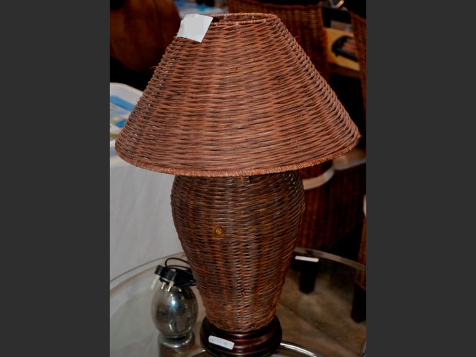 WICKER TABLE LAMP WITH SHADE, 57cm High