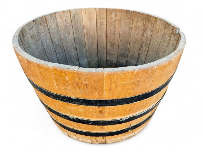 Large Vintage French Oak Half Barrel