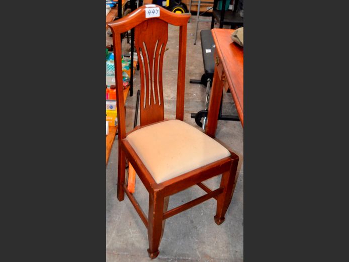 MAHOGANY DINING CHAIR WITH BEIGE SEAT
