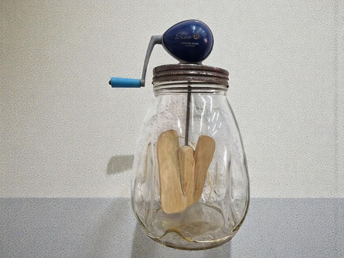 Large Vintage Blitz Hand-Crank Glass Butter Churn