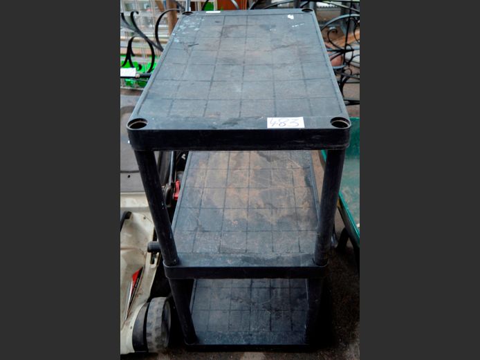 BLACK PLASTIC 3-TIER SHELF, 70 x 43 x 90cm