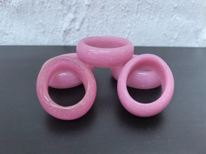 Set of 5 Vintage Pink Opaque Glass Napkin Rings
