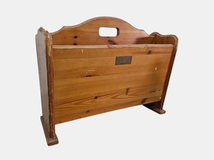 Vintage Commemorative Pine Magazine Rack