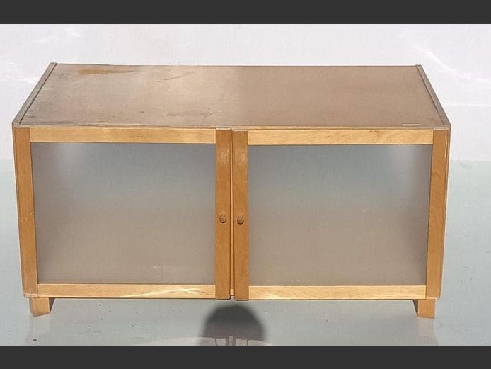 BEECH FOIL & GLASS 2-DOOR TV STAND