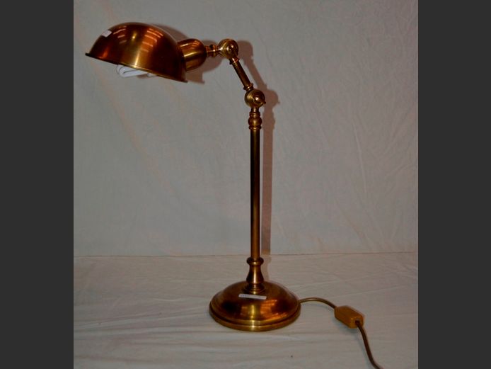 VINTAGE BRASS ADJUSTABLE DESK LAMP, 58cm High