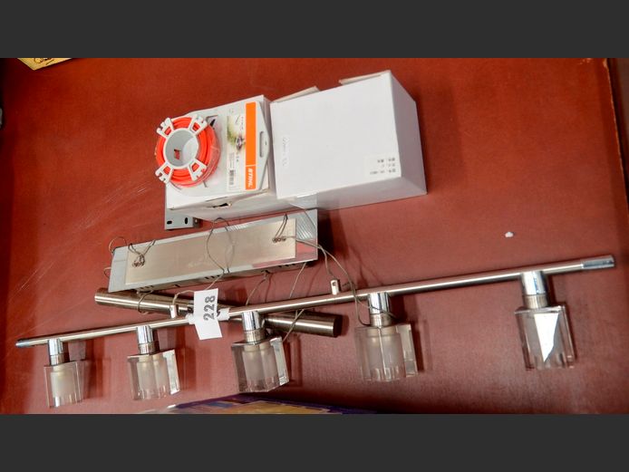 CHROME & ACRYLIC HANGING CEILING LIGHT, BRACKETS, etc [8,33]