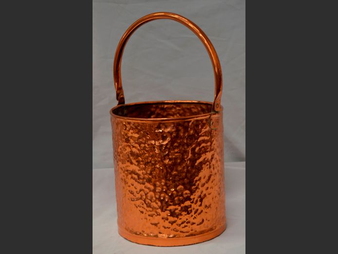 BEATEN COPPER LOG HOLDER, 23cm Diameter x 25cm High