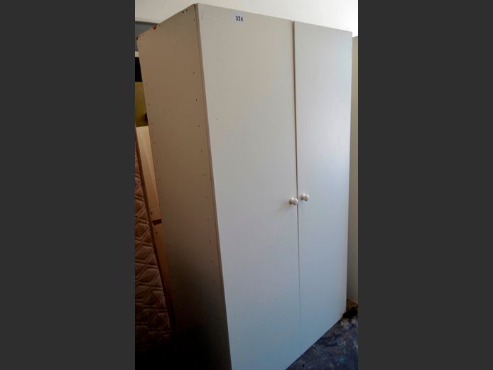 WHITE 2-DOOR WARDROBE, 100 x 60 x 185cm
