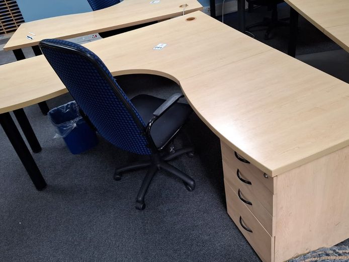 Desk, chair, dustbin