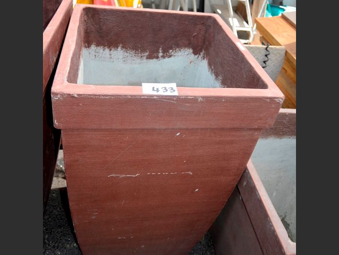 BROWN TAPERED PLANT POT, 49 x 48 x 78cm