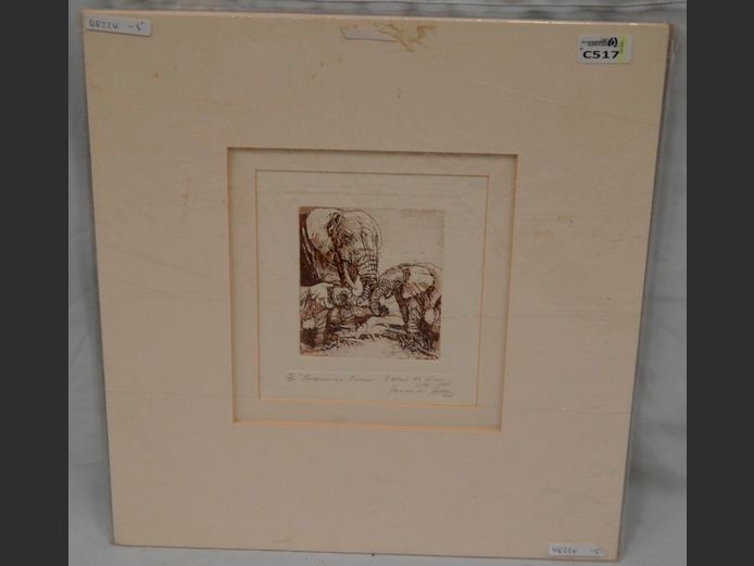 BRAAM KRUGER "ELEPHANTS", 13 x 11cm