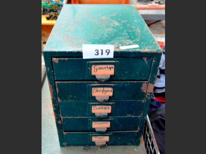 VINTAGE GREEN METAL 5-DRAWER SORTER, 36 x 27 x 38cm [Rusted]