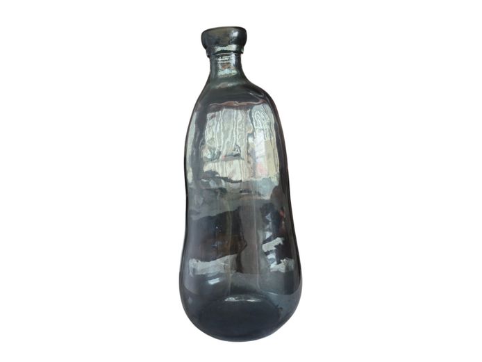 Large Sculptural Asymmetrical Smoky Molded Glass Floor Vessel
